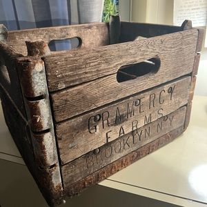 Gramercy Farms Brooklyn Vintage milk crate with metal